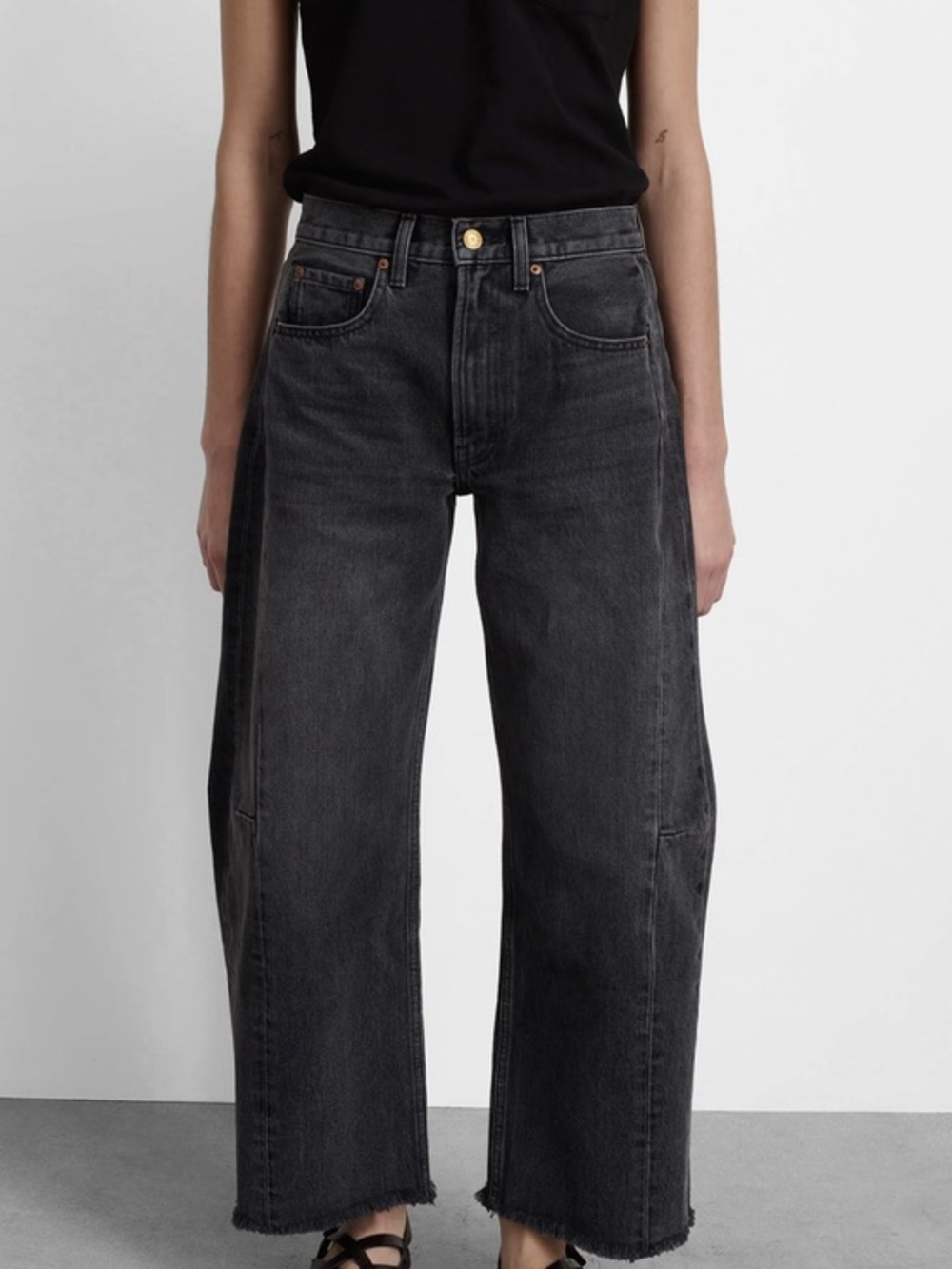 B SIDES Womens High-Rise Wide Leg Jeans - Black